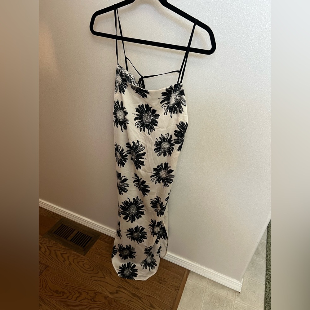 Topshop Cream and Black Floral Dress